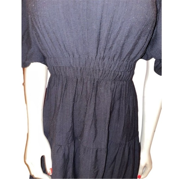 ANTHROPOLOGY MOON RIVER PUFF SLEEVE BACK CUTOUT SMOCKED WAIST MIDI DRESS SMALL - Picture 8 of 16